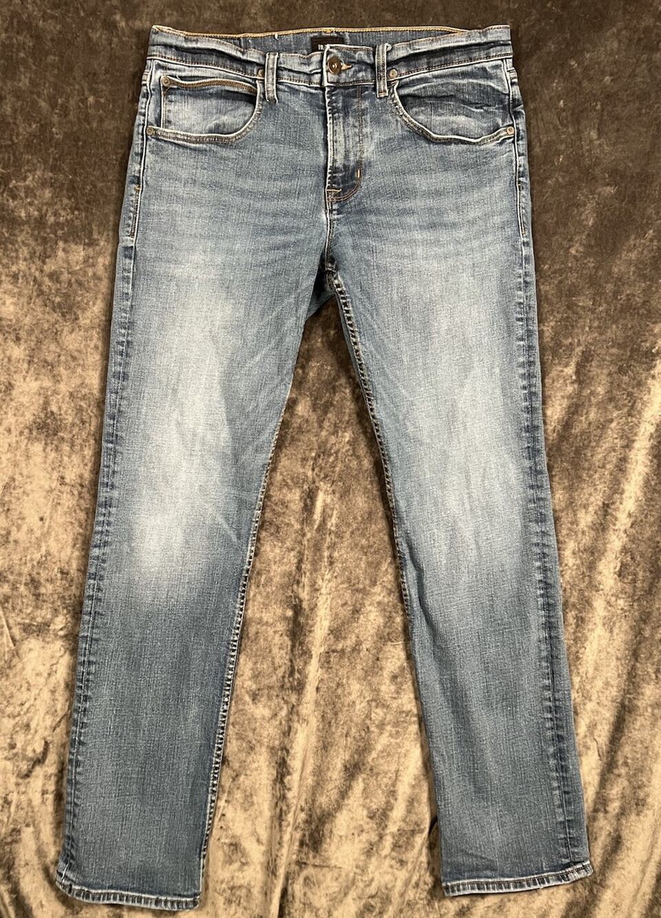 Hudson Jeans Mens Denim Blue Loose Fit Straight Leg Raw Hem 34x30
